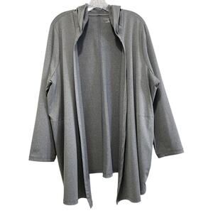 Catherines Hooded Open Front Draped Cardigan Size 1XWP Gray Neutral Granola Girl